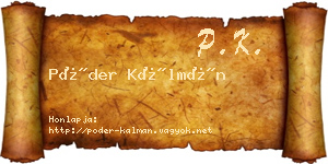 Póder Kálmán névjegykártya